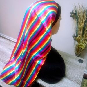 New Rainbow Striped Long hair Bonnet
